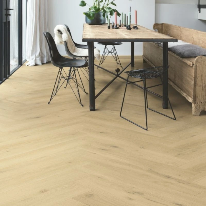 Ocean Bliss natürlich - Quick Step Pristine Klebevinyl Fischgrät