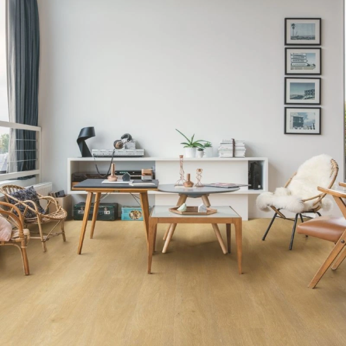 Satin Oak Medium Natural - Quick Step Liv Glue-down Vinyl