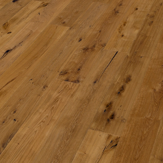 Rustikale Schlossdielen Eiche angeräuchert, handgehobelt natur geölt – AMBE Schlossdielen 15 × 260 × 2200 mm