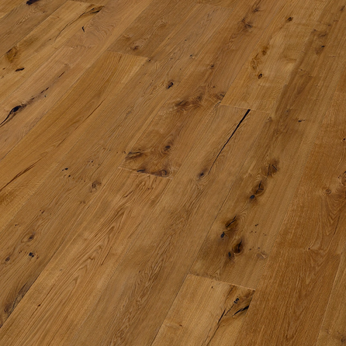 Rustikale Schlossdielen Eiche angeräuchert, handgehobelt natur geölt – AMBE Schlossdielen 15 × 260 × 2200 mm