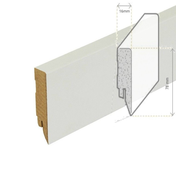 AMBE MDF Skirting Cube Top White 78mm (3mm Radius)